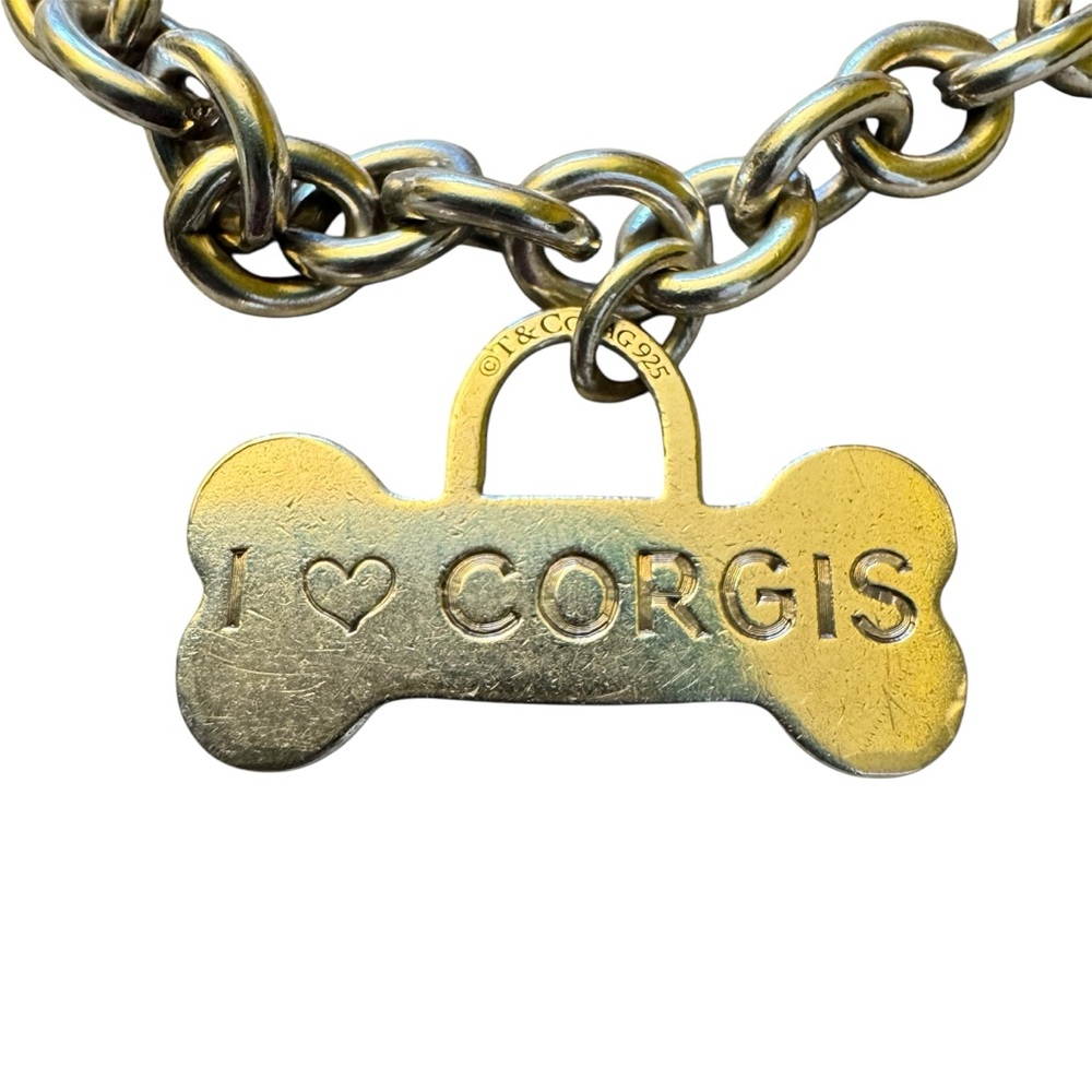 Authentic Tiffany & Co. "I 'heart' Corgis" Dog Bone Bracelet